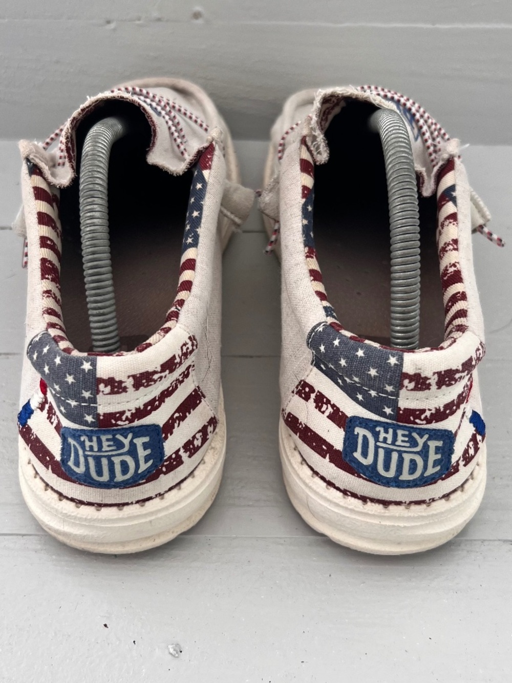 Men’s Off White Patriot Hey Dudes Size 10 SOLD OUT!! Super Rare